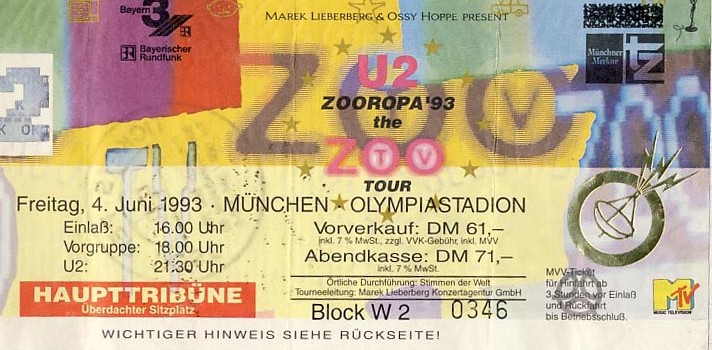 U2 – 04.06.1993 – München – Olympiastadion