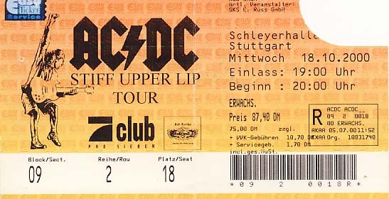 AC/DC – 18.10.2000 – Stuttgart – Schleyerhalle