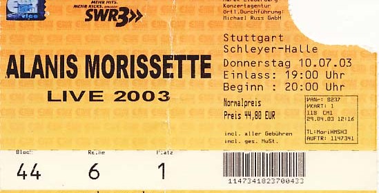 Alanis Morissette – 10.07.2003 – Stuttgart – Schleyerhalle