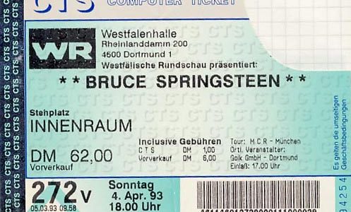 Bruce Springsteen // 04.04.1993 // Dortmund // Westfalenhalle